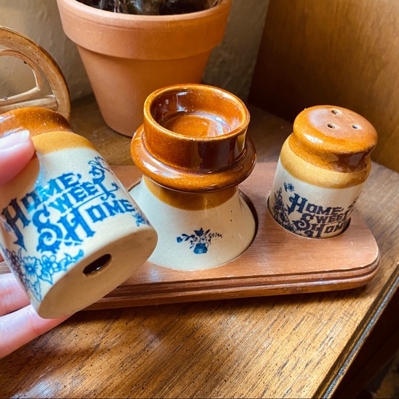 **SOLD** Vintage Brown Tan Home Sweet Home S+P set - Picture 2 of 2